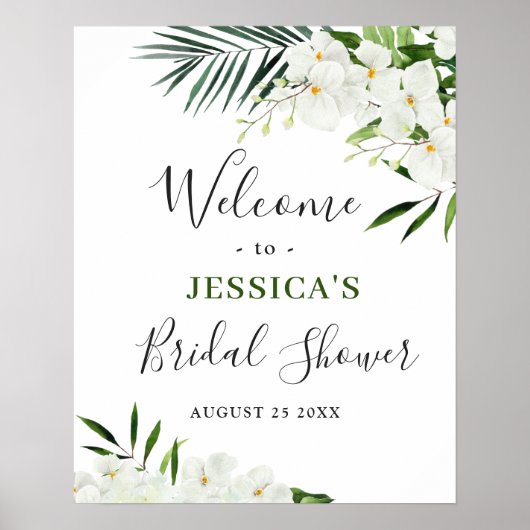 Elegante witte orchidee BRUIDSSUITE Welkomstbord Poster (Voorkant)