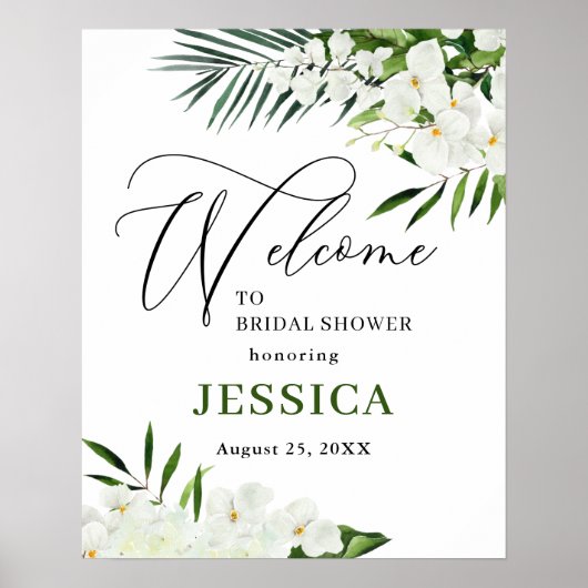 Elegante witte orchidee BRUIDSSUITE Welkomstbord Poster (Voorkant)