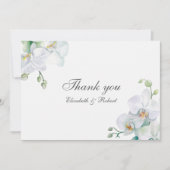 Elegante witte orchidee bruiloft bedankkaart (Voorkant)