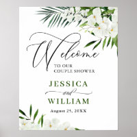 Elegante witte orchidee KOPPEL DOOP Welkomstbord