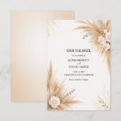 Elegante witte orchidee pampas save the date kaart (Voorkant / Achterkant)