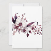 Elegante Witte Orchidee & Plum Huwelijksuitnodigin Kaart (Achterkant)