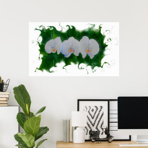 Elegante witte orchidee schilderij tropische bloem poster