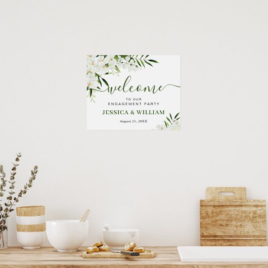 Elegante witte orchidee VERLOVINGSPARTY Welkomstbo Poster (Keuken)