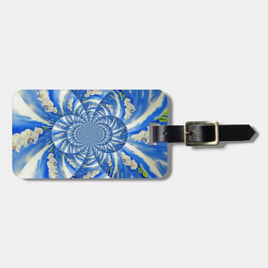 Elegante witte orchidee waterverf schilderij bagagelabel (Voorkant horizontaal)