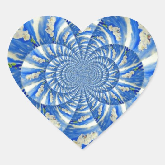 Elegante witte orchidee waterverf schilderij hart sticker (Voorkant)