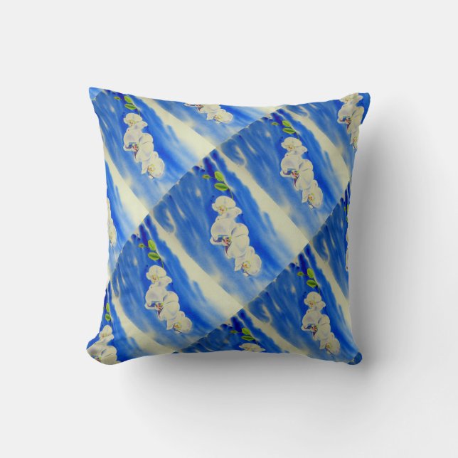 Elegante witte orchidee waterverf schilderij kussen (Voorkant)