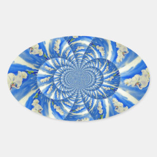 Elegante witte orchidee waterverf schilderij ovale sticker