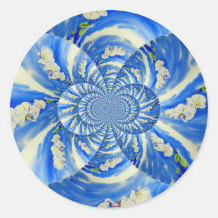 Elegante witte orchidee waterverf schilderij ronde sticker