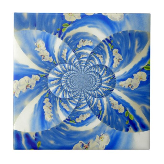 Elegante witte orchidee waterverf schilderij tegeltje (Voorkant)