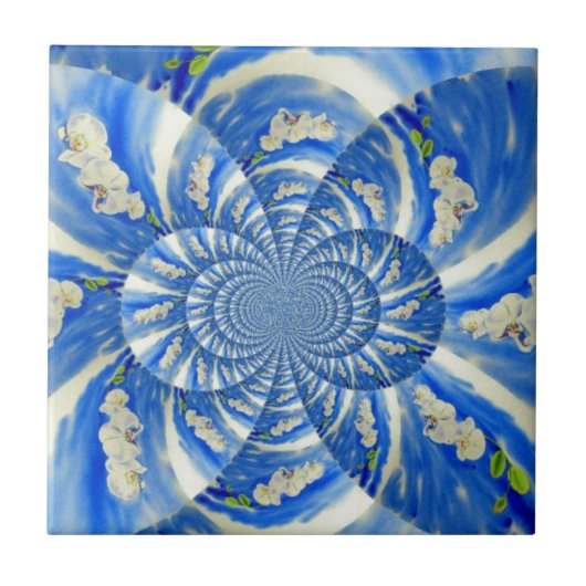 Elegante witte orchidee waterverf schilderij tegeltje (Voorkant)