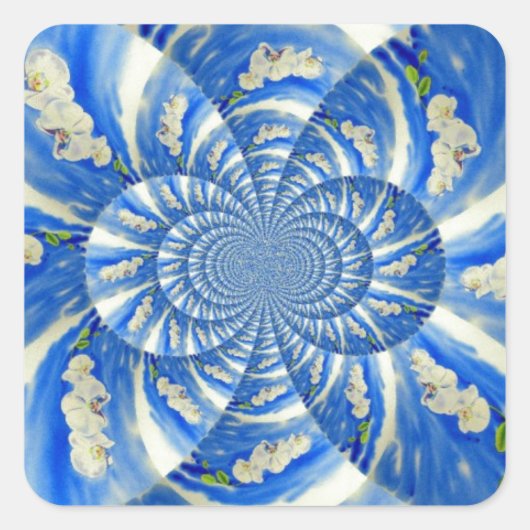 Elegante witte orchidee waterverf schilderij vierkante sticker (Voorkant)