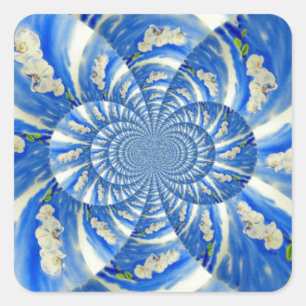 Elegante witte orchidee waterverf schilderij vierkante sticker