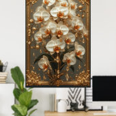 Elegante witte orchideeboeket poster (Thuiskantoor)