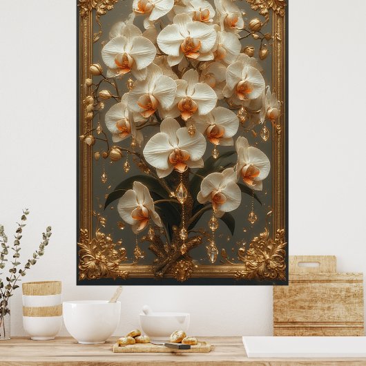 Elegante witte orchideeboeket poster (Keuken)