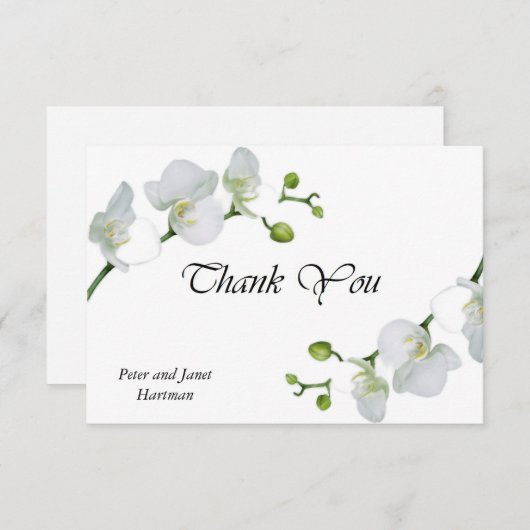 Elegante witte orchideeën bedankkaart (Voorkant / Achterkant)