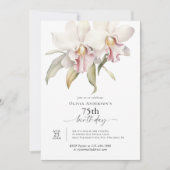 Elegante Witte Orchideeën Bloemen 75ste Verjaardag Kaart (Voorkant)