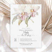 Elegante Witte Orchideeën Bloemen 75ste Verjaardag Kaart