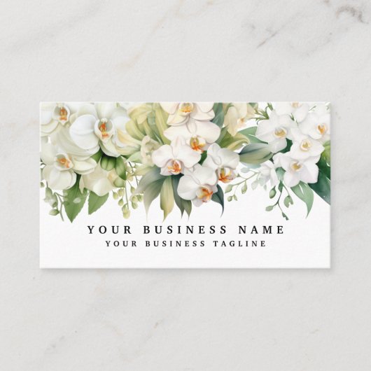 Elegante witte orchideeën bloemen Bloemen Visitekaartje (Voorkant)