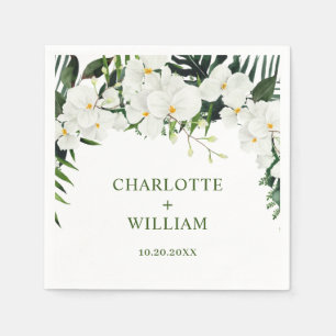 Elegante Witte Orchideeën Boheemse Bloemen Bruilof Servet