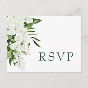 Elegante Witte Orchideeën Boheemse Bruiloft RSVP Briefkaart