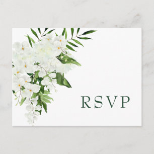 Elegante Witte Orchideeën Boheemse Bruiloft RSVP   Briefkaart