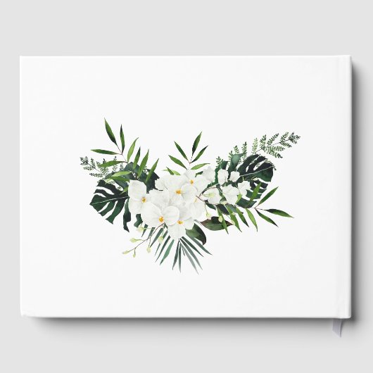 Elegante Witte Orchideeën Boheemse Bruiloftsshower Gastenboek (Achterkant)