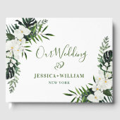 Elegante Witte Orchideeën Boheemse Bruiloftsshower Gastenboek (Voorkant)