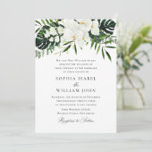 Elegante Witte Orchideeën Boheemse Groene Huwelijk Kaart (Staand voorkant)