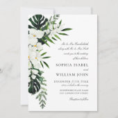 Elegante Witte Orchideeën Boheemse Groene Huwelijk Kaart (Voorkant)