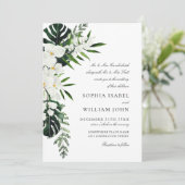 Elegante Witte Orchideeën Boheemse Groene Huwelijk Kaart (Staand voorkant)