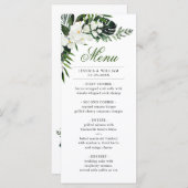 Elegante Witte Orchideeën Boheemse Trouwdagdiner Menu (Voorkant / Achterkant)