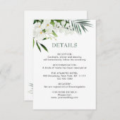 Elegante witte orchideeën Bohemian bruiloft detail Informatiekaartje (Voorkant / Achterkant)