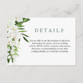 Elegante witte orchideeën Bohemian bruiloft detail Informatiekaartje (Voorkant)