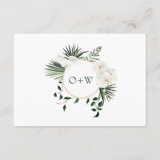 Elegante witte orchideeën Bohemian bruiloft detail Informatiekaartje (Achterkant)