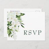 Elegante witte orchideeën Bohemian bruiloft RSVP Briefkaart (Voorkant / Achterkant)