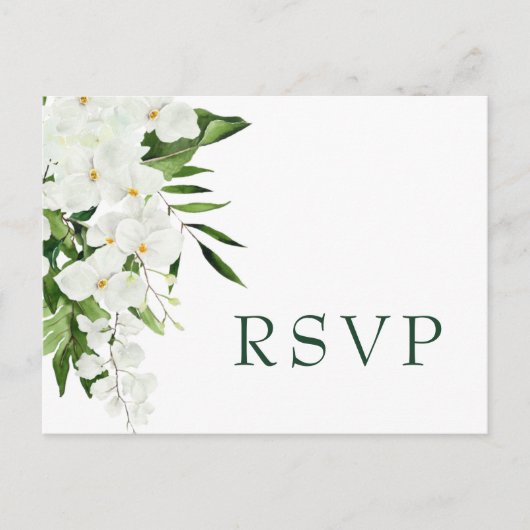 Elegante witte orchideeën Bohemian bruiloft RSVP Briefkaart (Voorkant)
