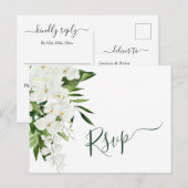 Elegante witte orchideeën Bohemian bruiloft RSVP Briefkaart (Voorkant / Achterkant)