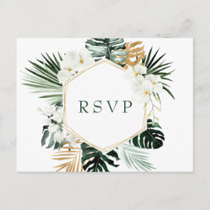 Elegante witte orchideeën Bohemian bruiloft RSVP Briefkaart