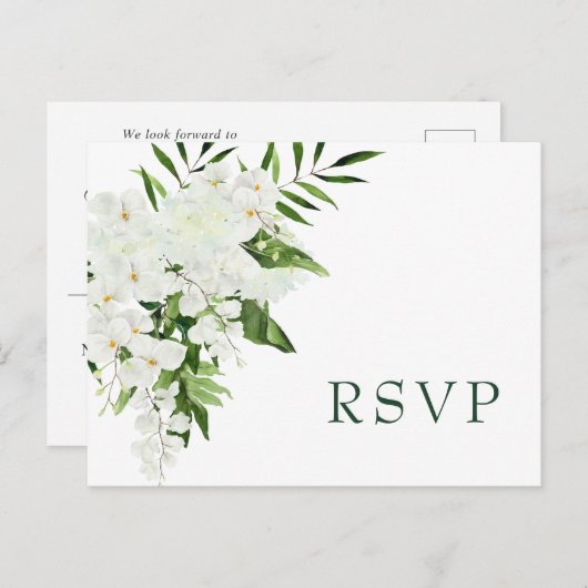 Elegante witte orchideeën Bohemian Chic Wedding RS Briefkaart (Voorkant / Achterkant)