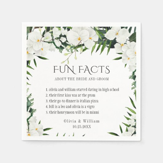 Elegante witte orchideeën Bohemian Fun Facts Bruil Servet (Voorkant)