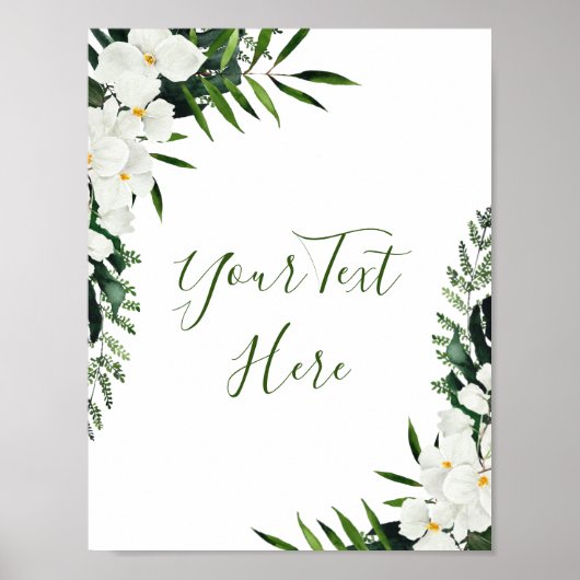 Elegante witte orchideeën bohemien bloemenspeciaal poster (Voorkant)