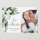 Elegante witte orchideeën bohemien bruiloft FOTO Bedankkaart (Voorkant / Achterkant)