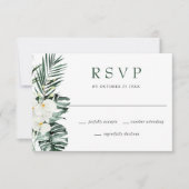 Elegante witte orchideeën bohemien bruiloft RSVP kaartje