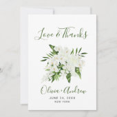 Elegante witte orchideeën bohemien bruiloftsbloeme bedankkaart (Voorkant)