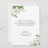 Elegante witte orchideeën bohemien bruiloftsbloeme bedankkaart (Achterkant)