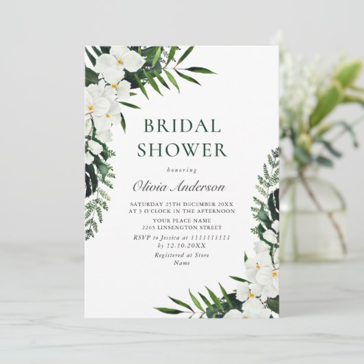 Elegante Witte Orchideeën Boho Bruiloft  Kaart (Staand voorkant)