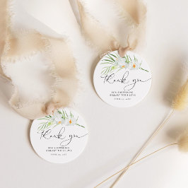 Elegante witte orchideeën bruidsdouche bedankjes labels