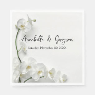 Elegante Witte Orchideeën Bruiloft Servet