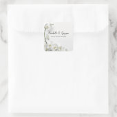 Elegante witte orchideeën bruiloft vierkante sticker (Tas)